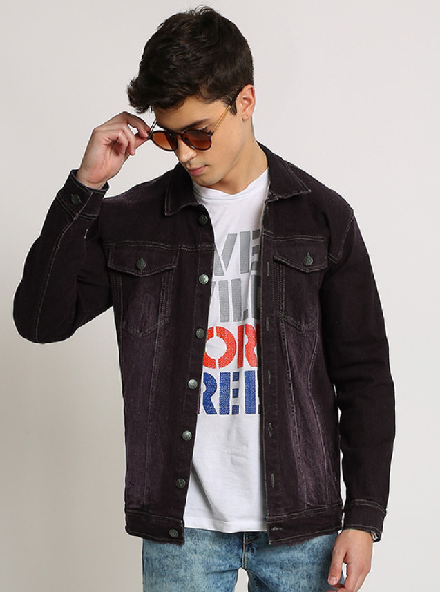 Full Sleeve Solid Men Denim Jacket 