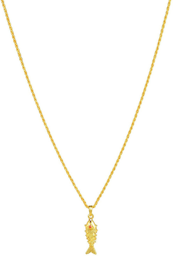DULCI Gold Plated Red CZ Charm Fish 
