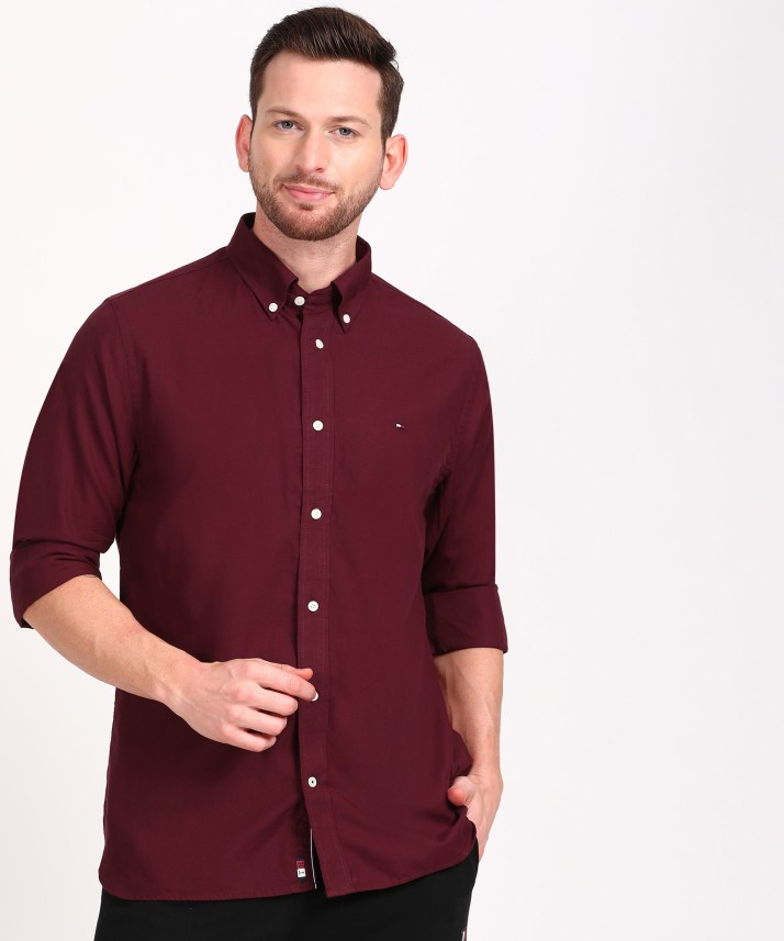 tommy hilfiger maroon shirt