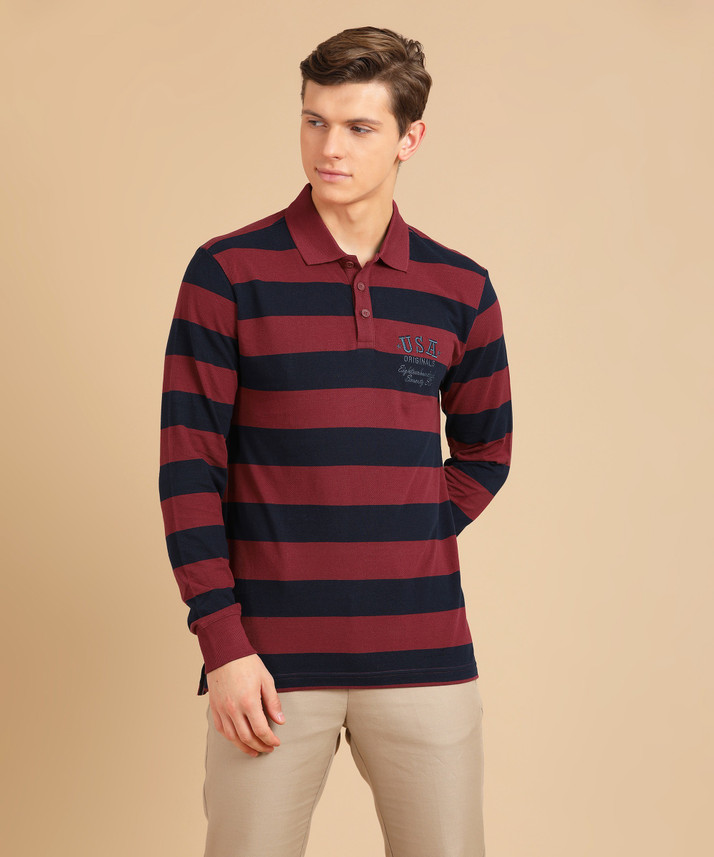 JOCKEY Striped Men Polo Neck Red T 