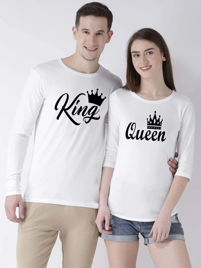 YFB Printed Couple Round Neck White T 