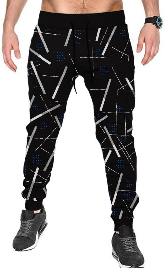 black printed track pants