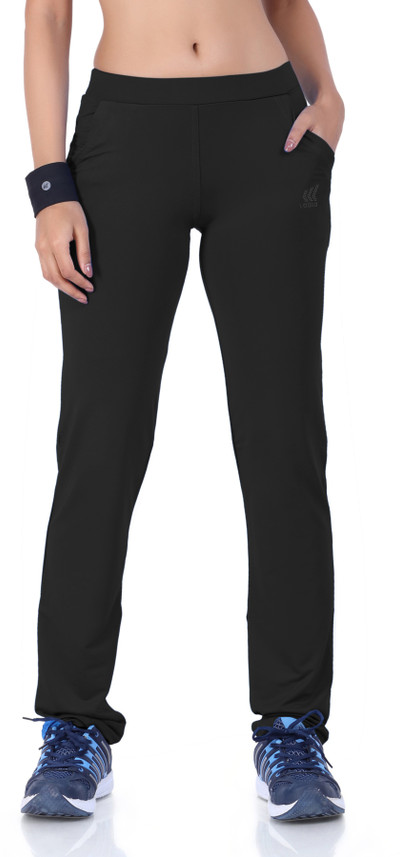 LAASA Solid Women Black Track Pants 