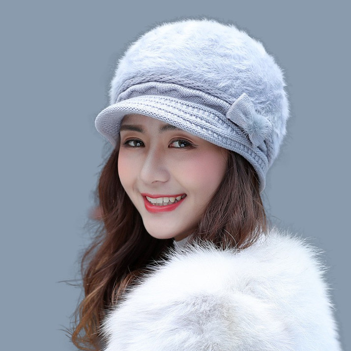 soft Beanie with bow for women girl Cap 