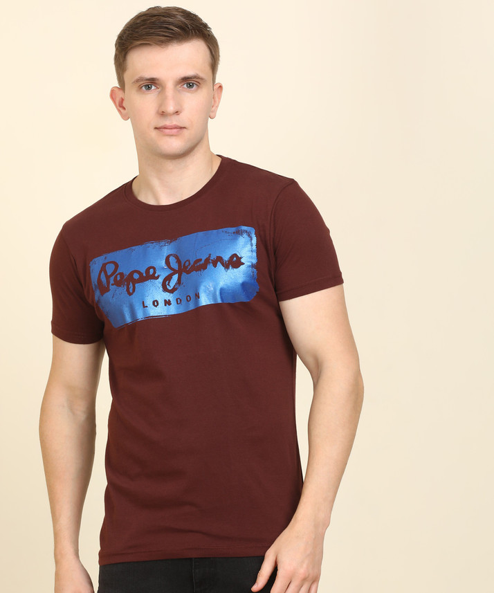 Pepe Jeans Printed Men Round Neck Red T 