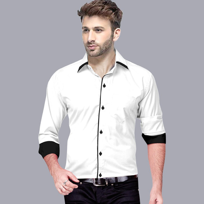 Pepzo Men Solid Casual White Shirt 