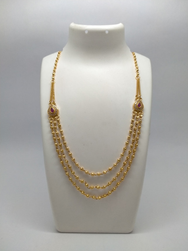 Sajni 3 line fancy mag moti golden mala 