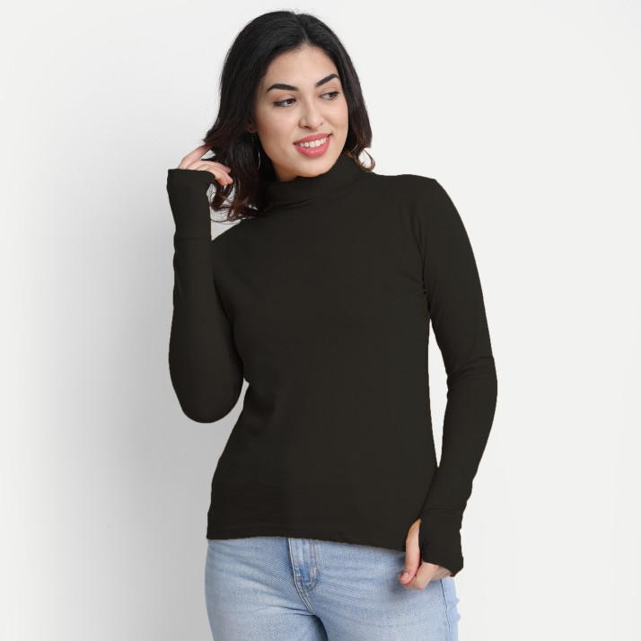 turtle neck black t shirt womens