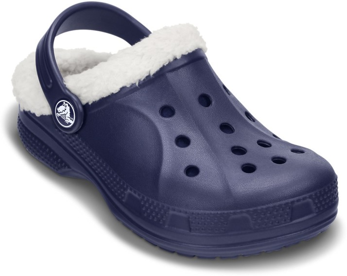 navy blue crocs with fur