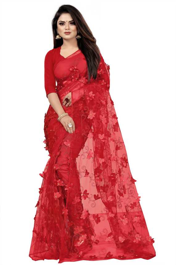 Download Buy Lorofy Applique Fashion Net Red Sarees Online Best Price In India Flipkart Com