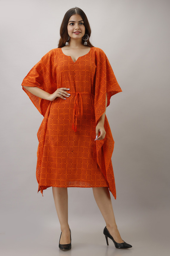 RAABA Printed Pure Cotton Women Kaftan 