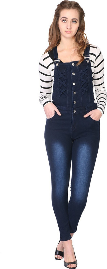 dark blue dungaree dress