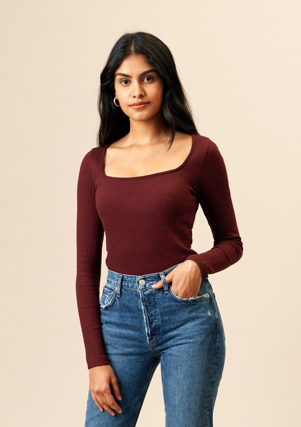Sleeve Solid Women Maroon 