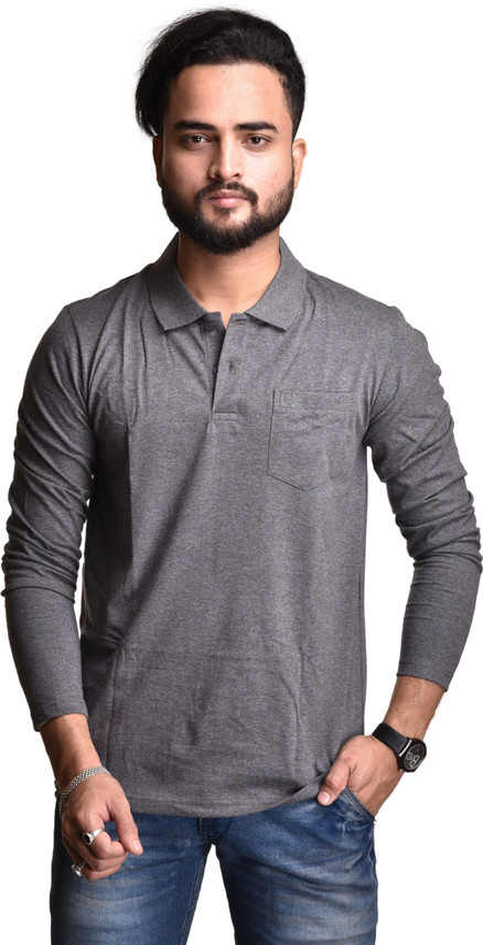 Buy Macroman Solid Men Polo Neck Grey 