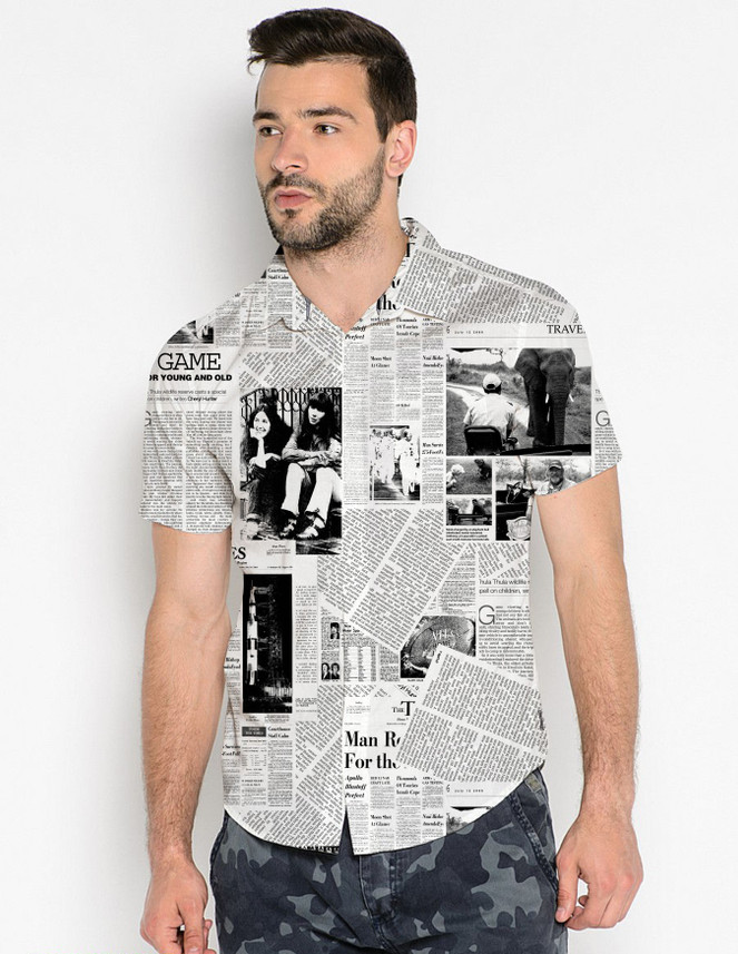SJY Men Printed Casual Black, White 
