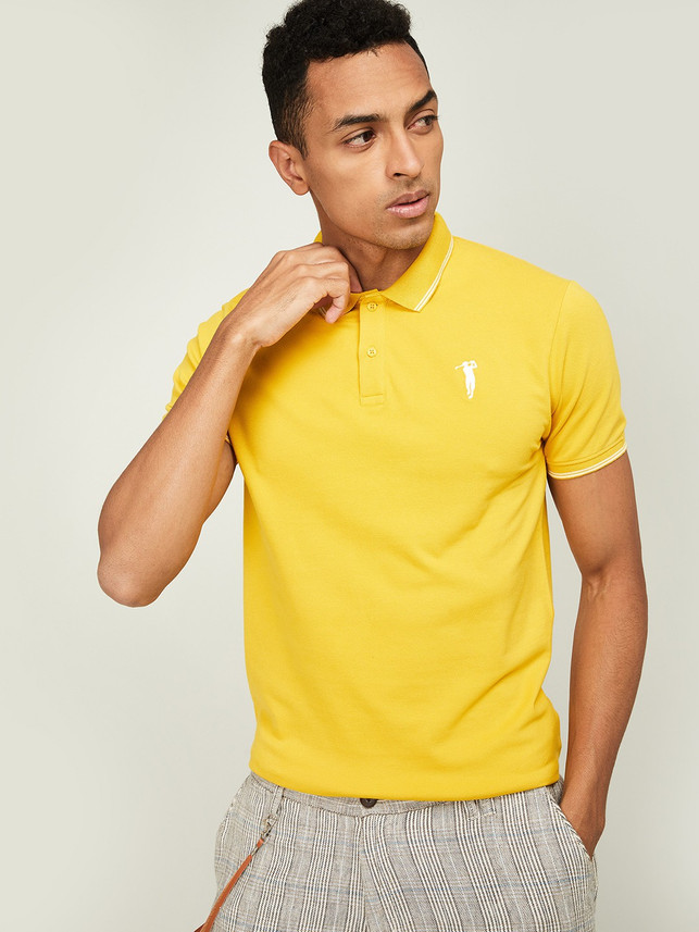 BOSSINI Solid Men Polo Neck Yellow T 