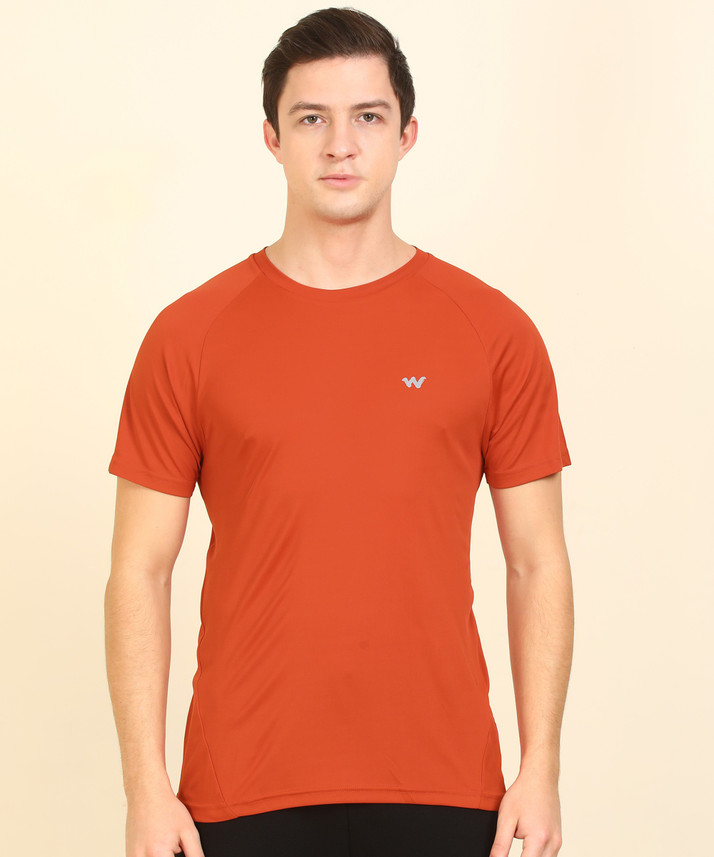 Wildcraft Solid Men Round Neck Orange T 