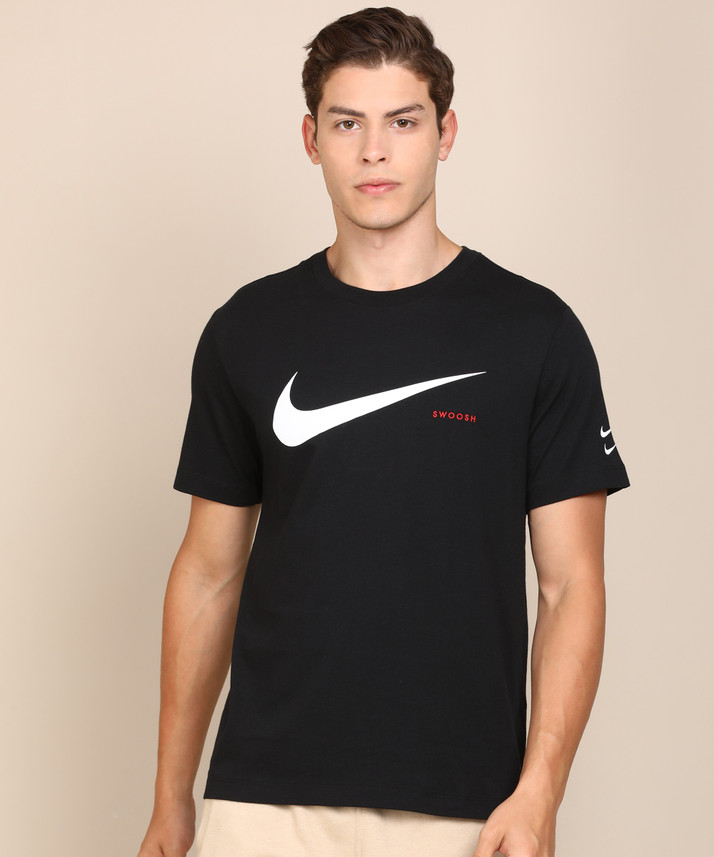 NIKE Printed Men Round Neck Black T 