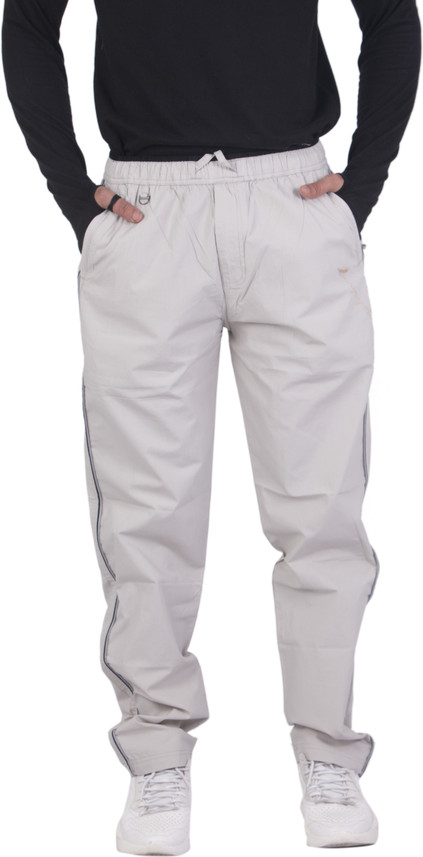 Auto cut Solid Men White Track Pants 