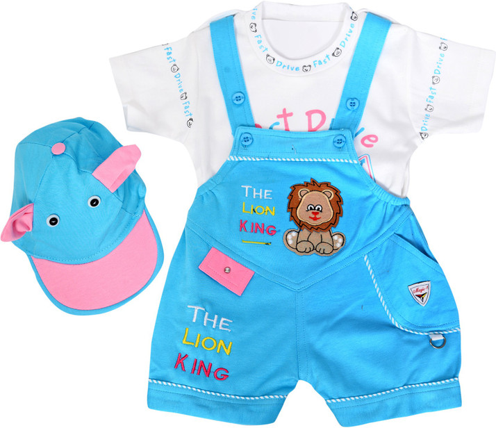 Baby Girls Casual T-shirt Dungaree, Cap 