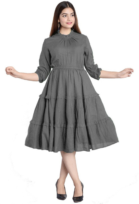 Buy NG Fashion Women A-line Grey Dress 
