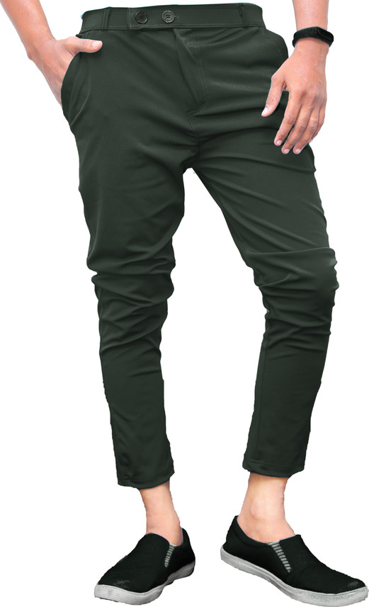 Knit Vey Slim Fit Men Green Trousers 