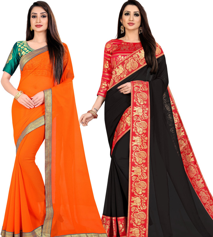 plain saree flipkart