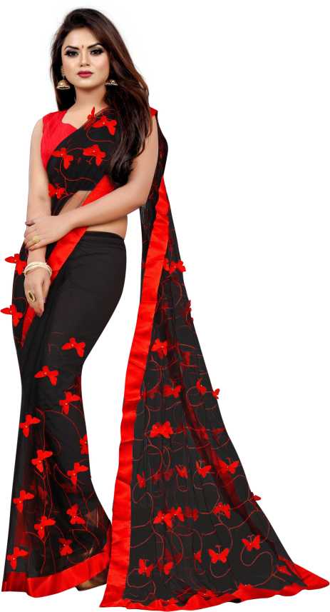 Download Buy Rosecloud Printed Fashion Net Black Sarees Online Best Price In India Flipkart Com