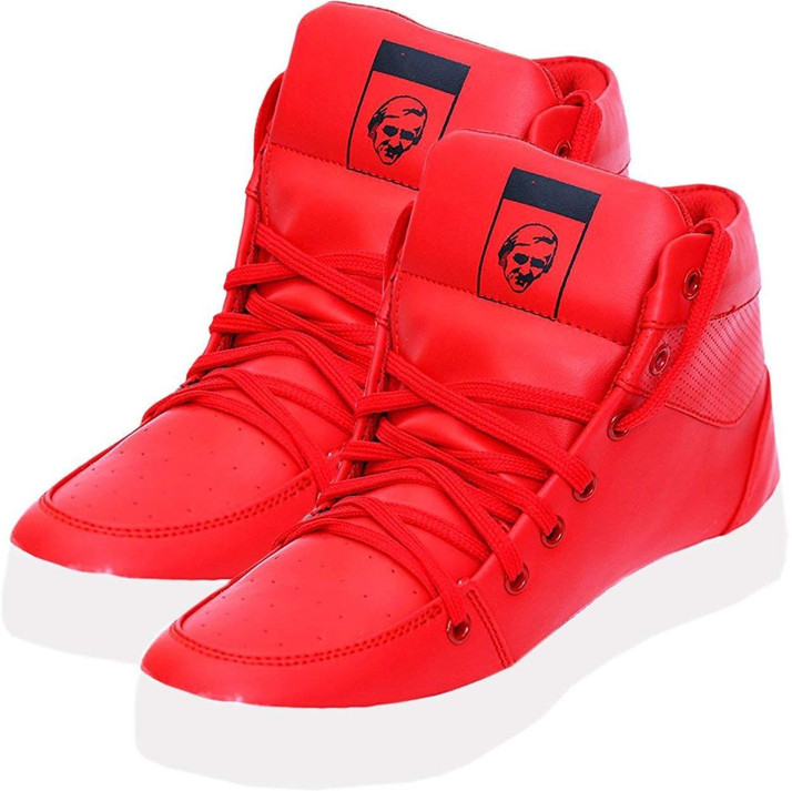 red ankle sneakers