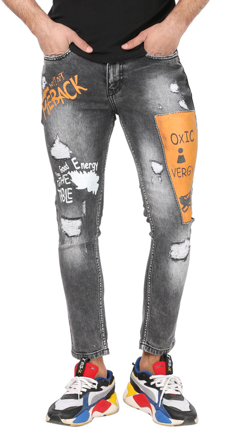 white apple jns Slim Men Black Jeans 