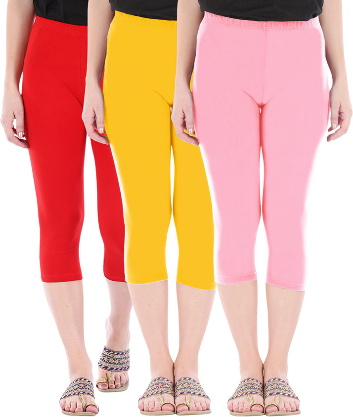 womens red capri leggings