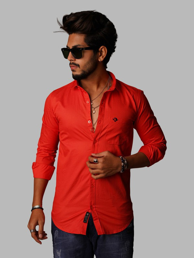MEN CASUAL PLAIN SHIRT Men Solid Casual 