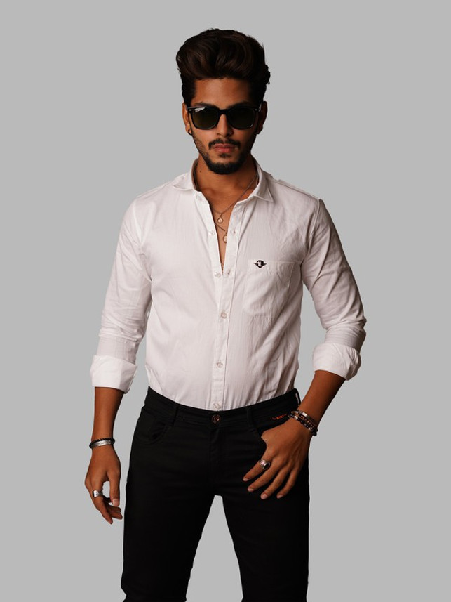 MEN CASUAL PLAIN SHIRT Men Solid Casual 