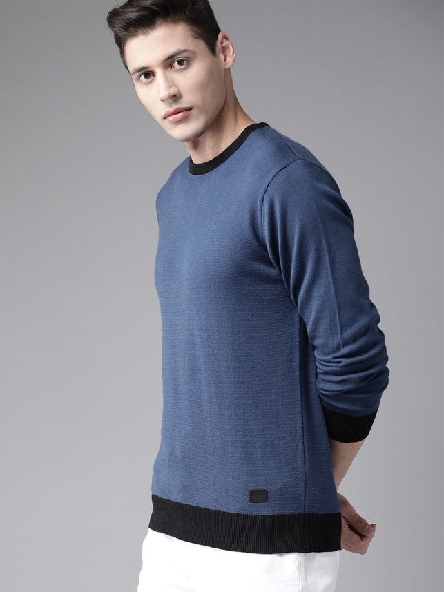 Roadster Solid Round Neck Casual Men 