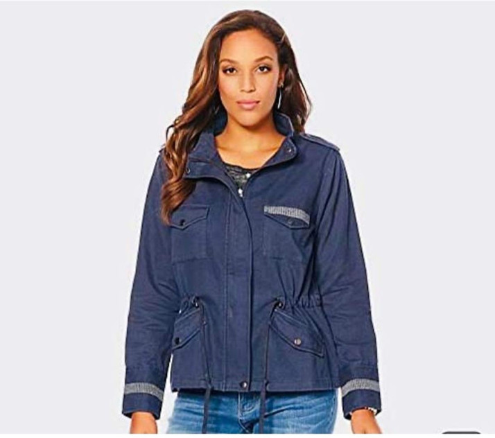 Sleeve Embroidered Women Denim Jacket 