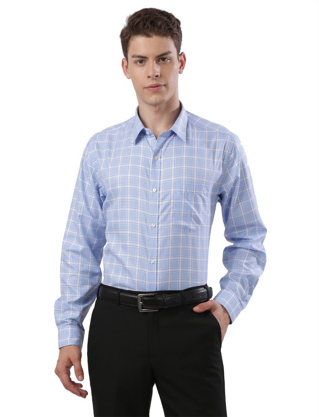 Raymond Men Checkered Formal Blue Shirt 