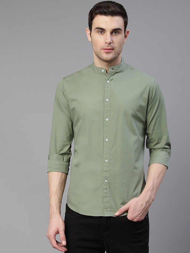 Dennis Lingo Men Solid Casual Green 