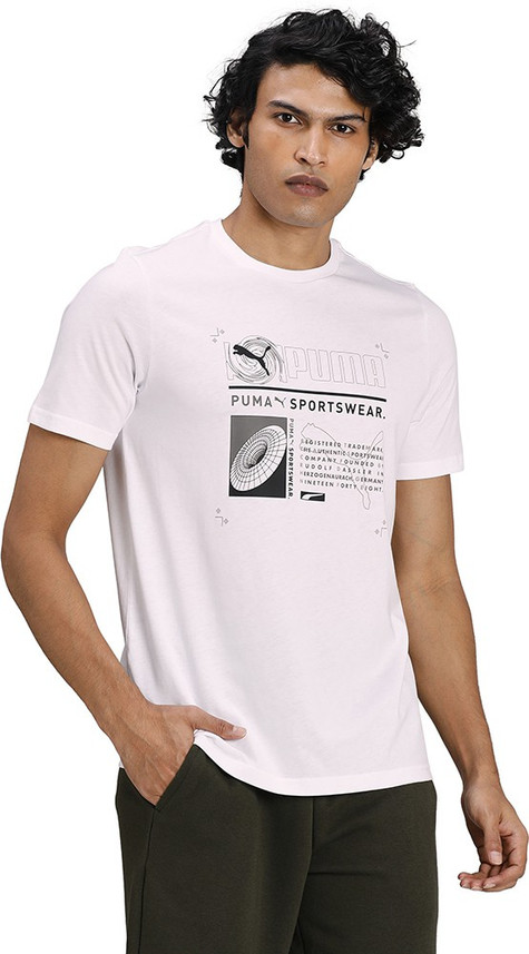 PUMA Graphic Print Men Round Neck White 