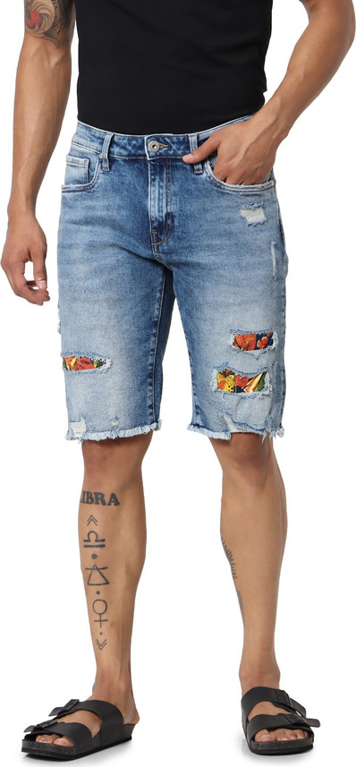 JONES Self Design Men Blue Basic Shorts 