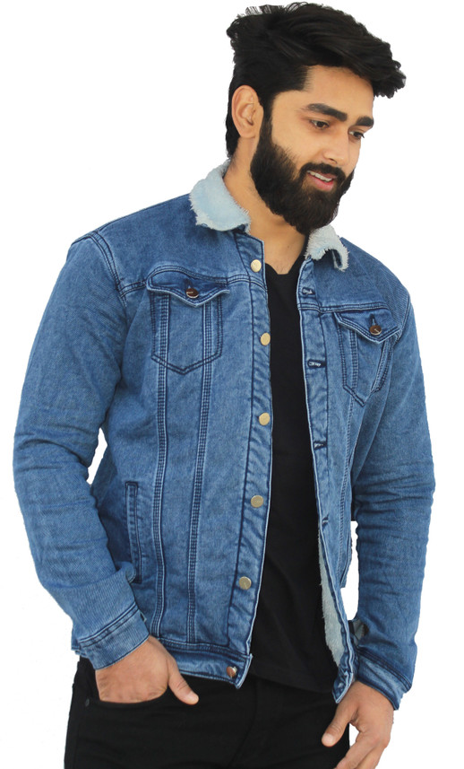 Sleeve Solid Men Denim Jacket 