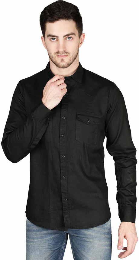 FREAKS Men Solid Casual Black Shirt 