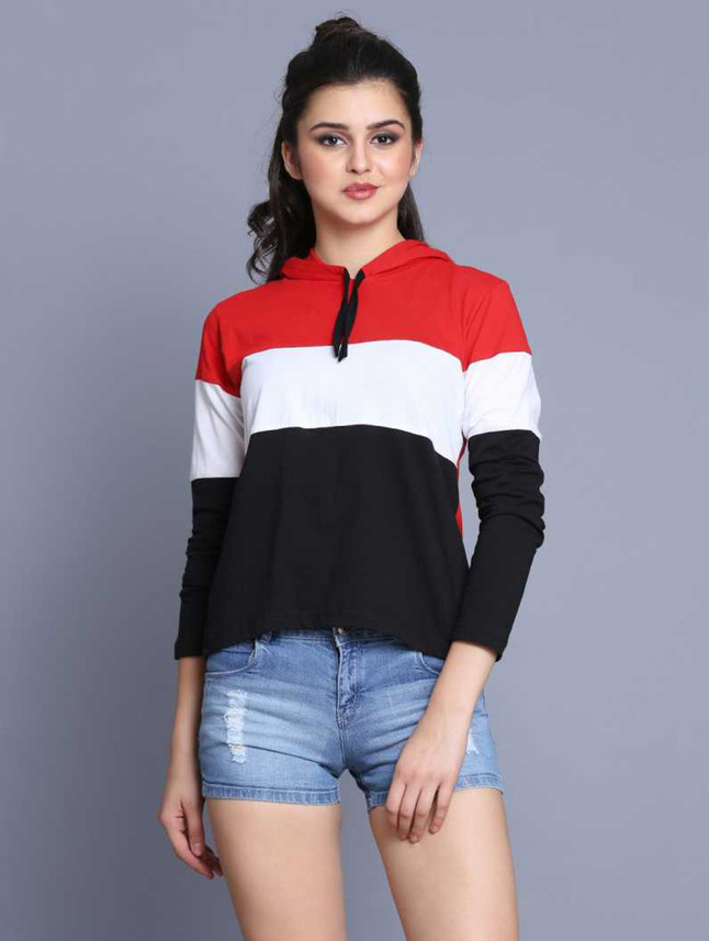 SARTE FASHION Color Block Women Hooded 