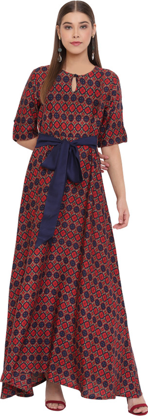 Janasya Women A-line Red Dress - Buy 