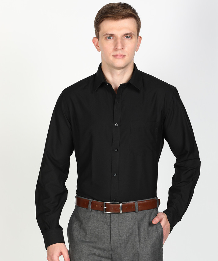 by Raymond Men Solid Formal Black Shirt 