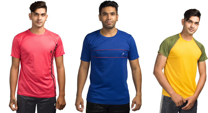 ESTRO Solid Men Round Neck Multicolor T 