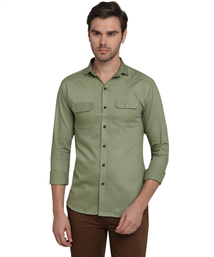 MASTER MARK Men Solid Casual Green 