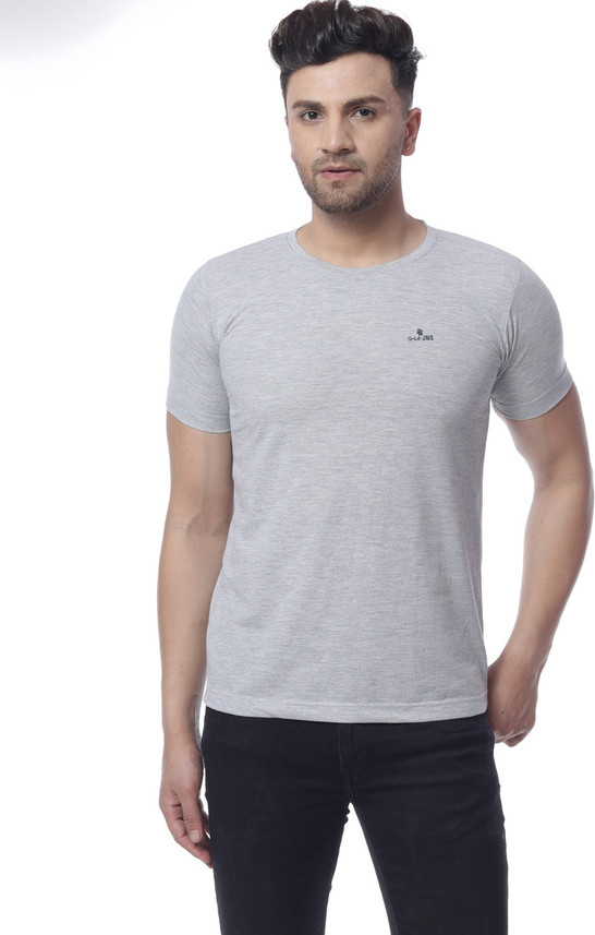 Buy Gio Self Design Men Round Neck Grey 