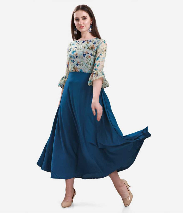 Femvy Women Maxi Blue Dress - Buy Femvy 