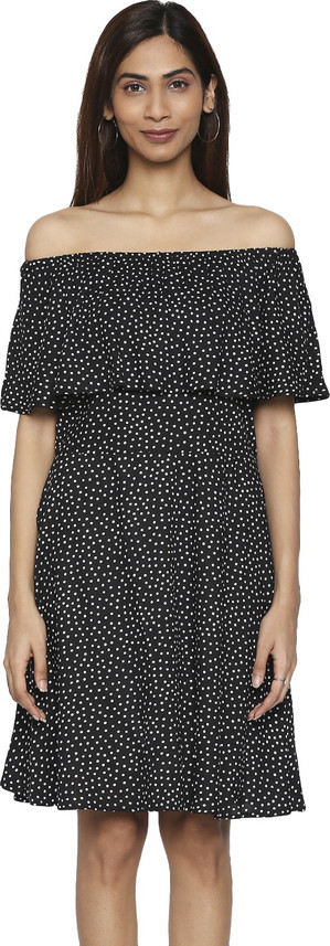 Pantaloons Women A-line Black Dress 