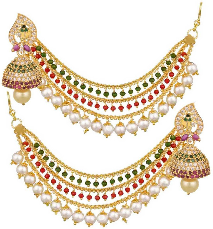 Buy Panachee Big Pearls Temple Earrings 